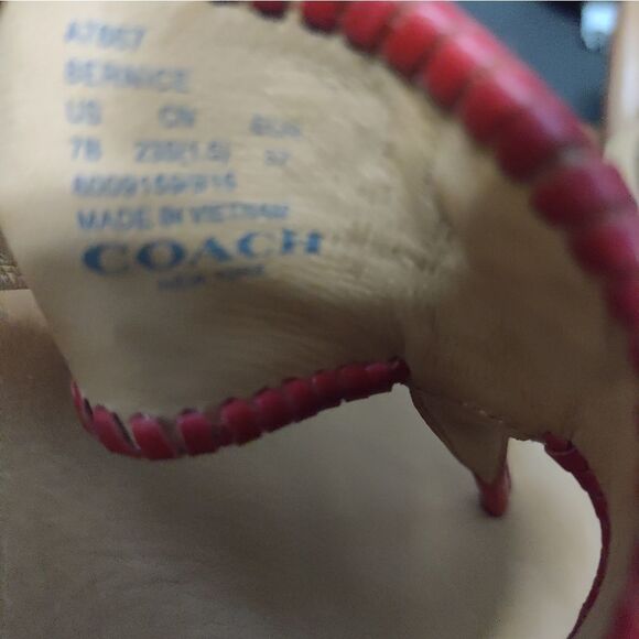 Coach Berenis Red leather Studded Sandal - Picture 4 of 5